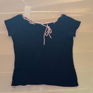 2000’s Y2K Black and Pink Women's Top